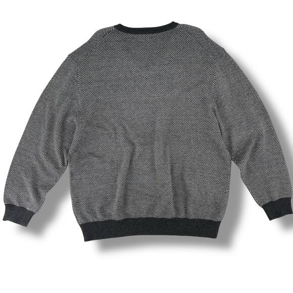 Roundtree & Yorke Gray Herringbone V Neck Sweater Mens Size XXL - Picture 3 of 5
